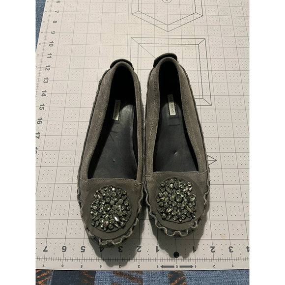 Women's Vera Wang Gray Suede Embellished Loafer Shoes - Picture 1 of 7
